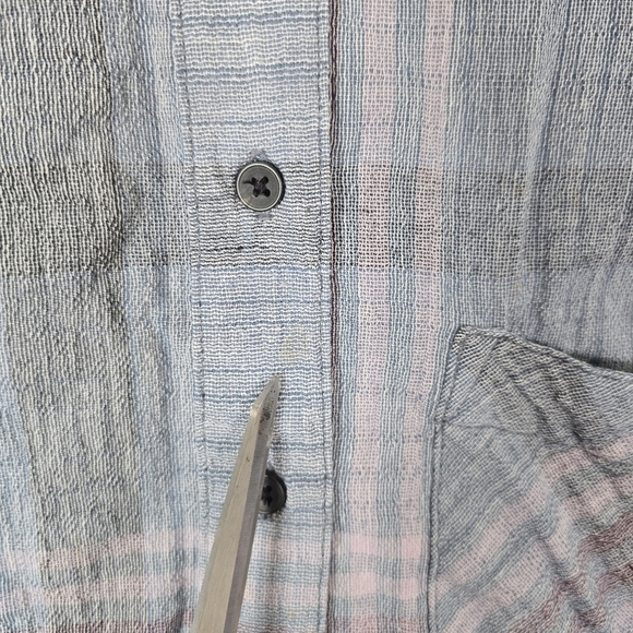 Free People Cutie Metallic Plaid Blue Dolman Cropped Button Down Boho‎ Chic XS - Picture 4 of 10